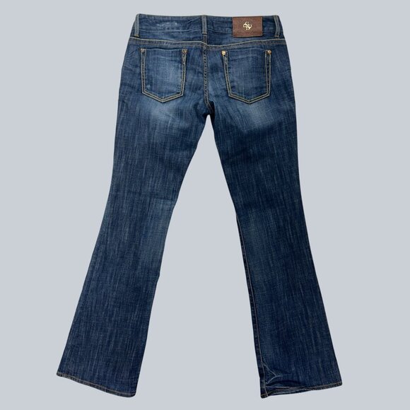 Guess Premium Y2K Vintage Womens Flared Blue Denim Jeans Size 31 Made in USA - Picture 2 of 11